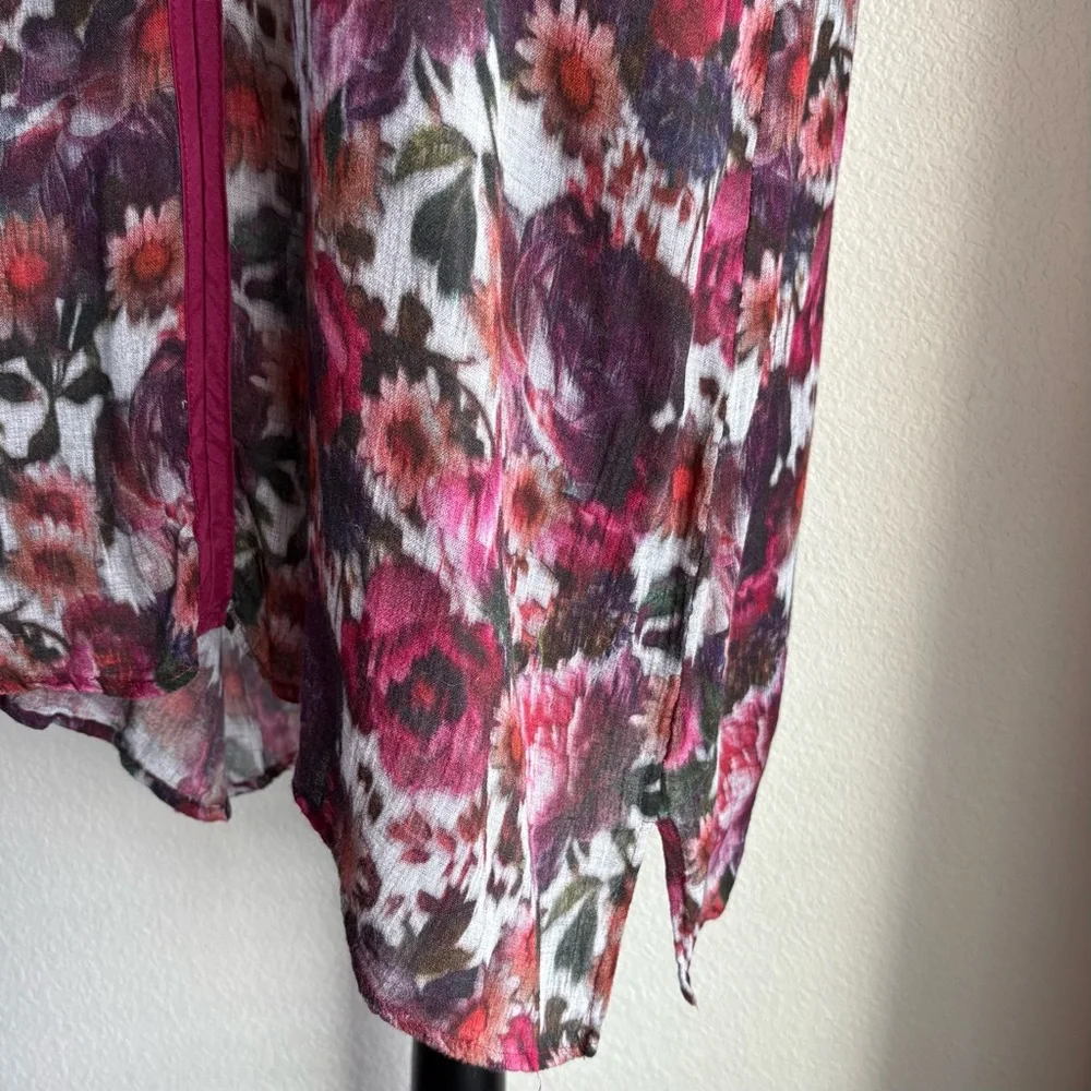 Johnny Was 3J Workshop Fuchsia Floral Gauzy Tunic Top S - Picture 4 of 6